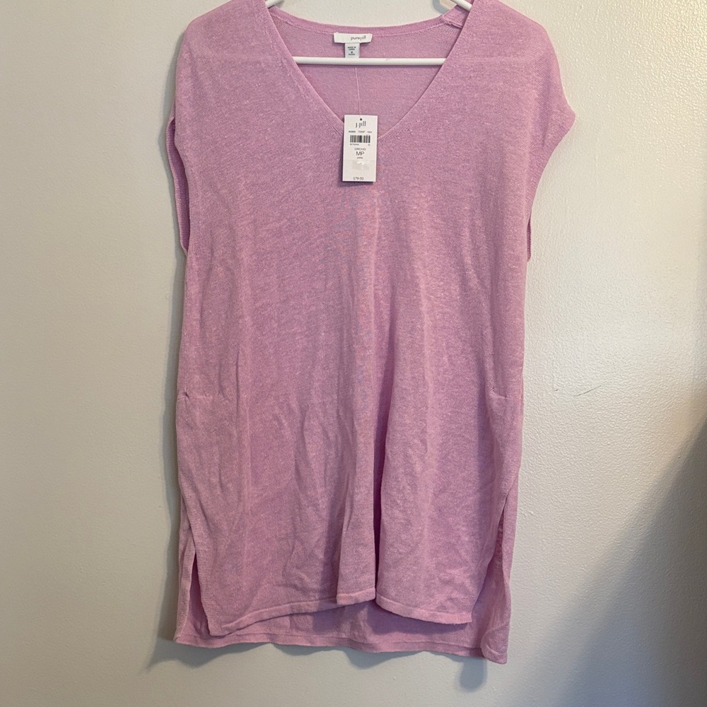 J.Jill Linen Blend Slub Knit Cap Sleeve Sweater Tunic